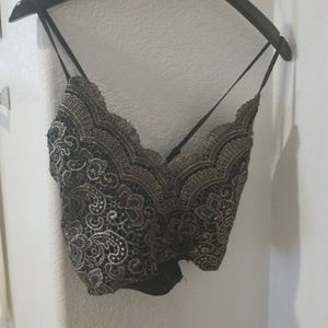 Gorgeous black and gold crop top